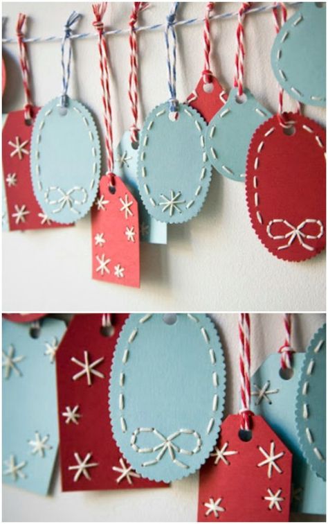 Embroidered Tags Embroidered Name Tags, Diy Christmas Name Tags, Embroidered Tags, Gift Tag Ideas, Diy Gift Tag, Diy Name Tags, Christmas Tags Handmade, Homemade Gift Tags, Scrap Projects