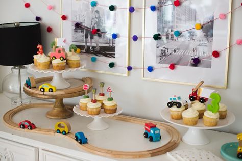 Transport Theme Party 2nd Birthday, Birthday Cake Vehicle Theme, Two Year Old Car Theme Birthday, Two Year Old Train Birthday Party, Transportation Theme Birthday Party, Vehicles Birthday Party, Transportation Birthday Theme, Vehicles Party, Cars Themed Birthday Party