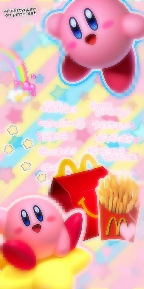 Kawaii Kirby Wallpaper Iphone, Silly Wallpapers Iphone, Kirby Wallpaper Iphone, Gyaru Background, Silly Backgrounds, Cutegore Wallpaper, Cutecore Background, Kirby Wallpaper, Iphone Wallpaper Ios