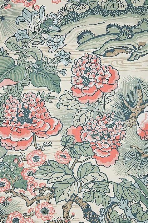 Chinese Flower Wallpaper, Korean Dynasty Aesthetic, Asian Aesthetic Wallpaper, Korean Aesthetic Wallpaper, Wallpaper Anthropologie, Korean Wallpaper, Collage Pics, Aesthetic Ipad, Floral Pattern Wallpaper