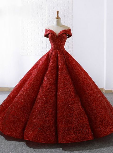 Burgundy Evening Dresses, Applique Prom Dress, Dress Sweet 16, Debut Gowns, Red Ball Gowns, Gaun Abad Pertengahan, Dresses Burgundy, Red Ball Gown, Wedding Dress Cap Sleeves