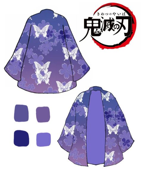 Shinobu Haori Pattern, Haori Design Ideas, Demon Slayer Haori Design Ideas, Kny Haori Ideas, Demon Slayer Haori Ideas, Butterfly Haori, Haori Pattern Design, Anime Haori, Demon Slayer Haori