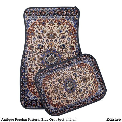 Antique Persian Pattern, Blue Oriental Carpet Car Floor Mat Antique Persian Carpet, Persian Rug Designs, Lovely Car, Car Floor Mat, Persian Pattern, Persian Carpet, Car Floor Mats, Car Mats, White Elephant Gifts