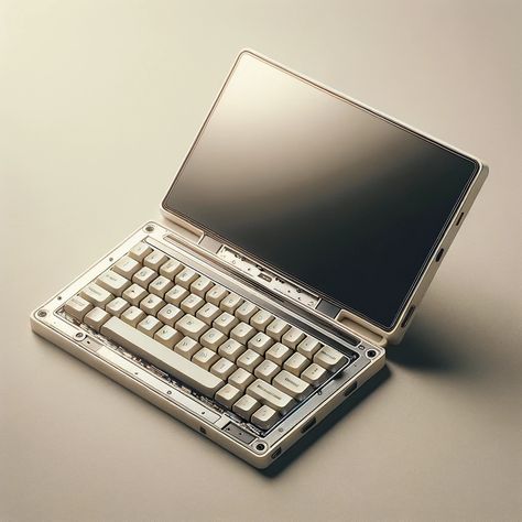 Prompt: Photo of a futuristic electronic gadget with a shining OLED screen. Directly underneath is a prominent low-profile mechanical keyboard. The device's off-white color emphasizes a minimalist industrial/utilitarian design. Cyberpunk Keyboard, Minimalist Cyberpunk, Tech Minimalist, Minimalist Keyboard, Electrical Engineering Technology, Diy Pc Case, Diy Pc, Utilitarian Design, Computer Gadgets