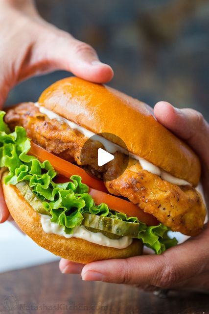 Natasha Kravchuk on Instagram: "Learn how to make the BEST Crispy Chicken Sandwich! RECIPE: https://natashaskitchen.com/chicken-sandwich-recipe/. #chickensandwich #chickenrecipes #sandwich #lunchtime" Chicken Thigh Chicken Sandwich, Chik Fila Chicken Sandwich, How To Make Spicy Chicken Sandwich, Natashas Kitchen Chicken Sandwich, Wendy’s Chicken Sandwich, Crispy Chicken Sandwiches, Chicken Sandwich Recipes, Chicken Sandwich, Crispy Chicken