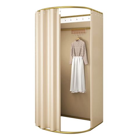 PRICES MAY VARY. Linen 【Privacy protector】Do you need to change clothes many times a day for your work? Use our large-space changing room, It is easy to assemble and easy to carry, whether you are at the beach, camp, model show, photo studio, dance class or any other place, you can bring the perfect private space to change clothes and shower. 【Package Includes】Set including gold iron frame (diameter 2.5cm), beige shading cloth, Metal clothes hook up and some assembly accessories, curtain is easy Portable Store Display, Aesthetic Fitting Room, Pop Up Changing Room, Store Fitting Room, Studio Dance, Brides Room, Church Interior Design, Quality Curtains, Fitting Room