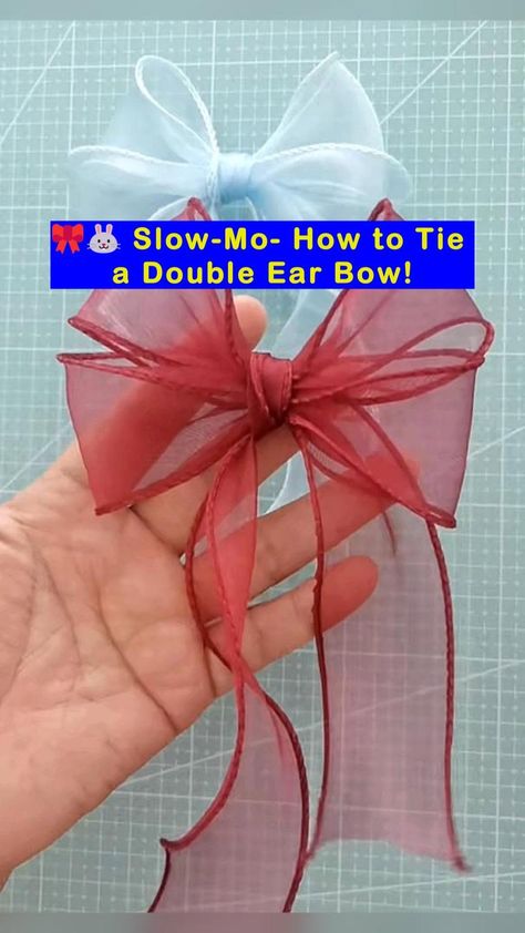 All Girls' Things | 🎀🐰 Slow-Mo- How to Tie a Double Ear Bow! #tiebow #bowtie #freetutorial #diy #crafting #easytolearn #howto #howtomake #bows #ribbonart... | Instagram Tie Bows With Ribbon, Diy Wreath Bow Tutorial, Boutique Bow Tutorial, Butterflies Diy, Diy Gift Bow, Ribbon Bow Tutorial, Diy Wreath Bow, Diy Tulle, Christmas Bows Diy