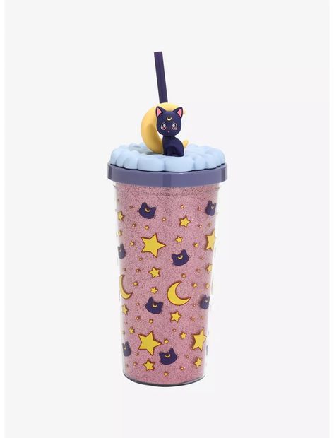 Sailor Moon Crystal Luna Glitter Acrylic Travel Cup Sailor Moon Merch, Sailor Moon Shirt, Stars And Moons, Sailor Scout, Sailor Moon Manga, Moon Shirt, Glitter Acrylic, Pretty Guardian Sailor Moon, Moon Crystal