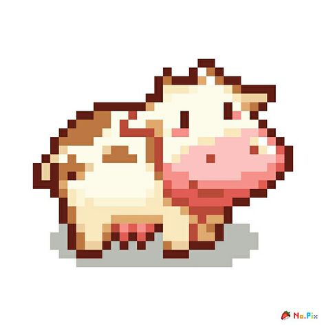 Pixel Cow, Cow Pixel Art, Hama Art, Simple Anime, Pixel Animation, Easy Pixel Art, Pixel Art Templates, Anime Pixel Art, Pixel Art Design