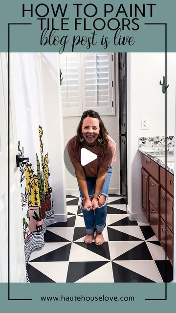 Kera Jeffers | DIY Home & Interior Design | Phoenix, AZ on Instagram: "HOW TO PAINT TILE FLOORS
the full tutorial, videos, before & after photos and product list is officially on hautehouselove.com!

We are one month into these floors being complete and Im happy to report that they are holding up so well with only one minor maintenance task. I shared what this task is in the blog post and I’ll also be making a video on it to share next. 

Comment FLOORS to have the full blog post sent directly to your inbox and scroll to see how this whole transformation took place!

Save this post for later and make sure to share it with a friend!" Remove Paint From Tile, Painted Tile Floors, Floor Sealer, Diy Home Interior, Painting Tile Floors, Painted Tile, Floor Paint, How Do You Clean, Best Paint