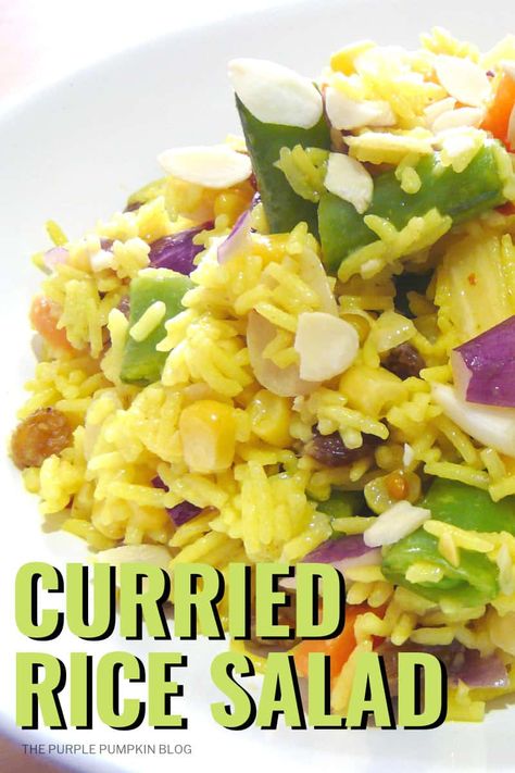 Curried Rice Salad Recipes, Rice Salad Cold, Curried Rice Salad, Pineapple Salad Recipes, Curry Rice Recipes, Curried Rice, Lunchtime Meals, Curry Spice, Lentil Salad Recipes