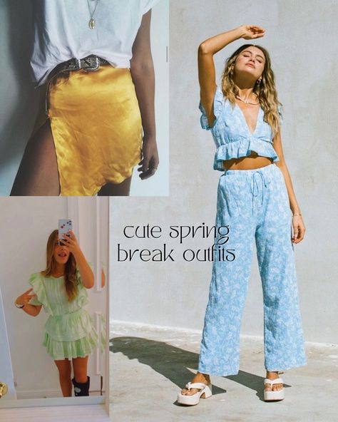 19 Perfect Spring Break Outfits For Your Beach Getaway - ljanestyle Cabin Outfit Spring, Spring Break Girls Trip, Patterned Spring Vacation Cover-up, Spring Vacation Floral Print Cover-up, Spring Break Locations, Quick Spring Break Trip, Cabin Outfit, Girls Night Outfit, Spring Break Vacations