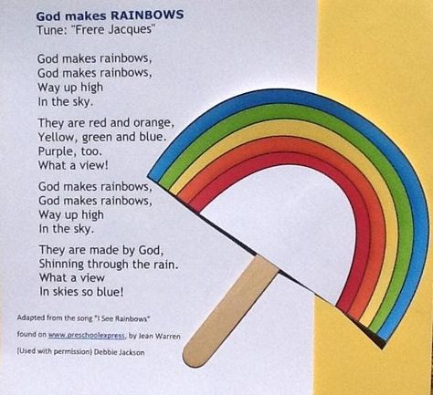 Sunday School Songs, Rainbow Songs, Preschool Bible Lessons, Bible Songs, Bible Story Crafts, School Songs, Preschool Projects, Preschool Bible, Preschool Music