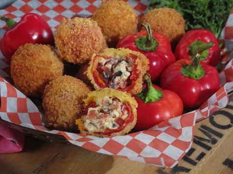 Get Cherry Bomb Poppers with Maple Bacon Recipe from Cooking Channel Hot Cherry Pepper Recipes, Halloween Bbq, Cherry Pepper Recipes, Cherry Bomb Pepper, Maple Bacon Recipes, Cherry Peppers, Winter Dinners, Dude Food, Awesome Appetizers