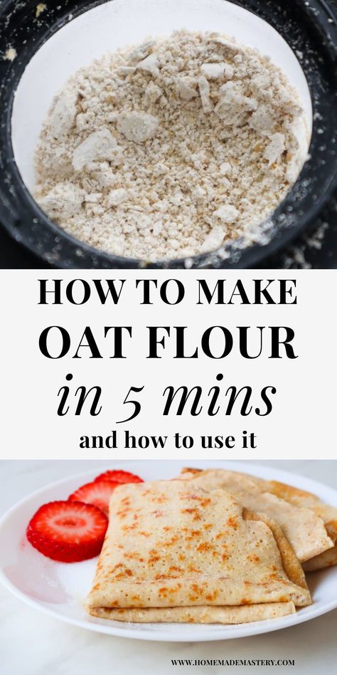 Learn how to make oat flour from oats at home with and without a blender or a food processor! Also learn how to use the oatmeal flour in recipes! How To Make Oat Flour From Oats, Diy Oat Flour, How To Make Oat Flour, Oatmeal Flour Recipes, Make Oat Flour, Low Fat Baking, How To Make Flour, Oatmeal Flour, Oat Flour Recipes