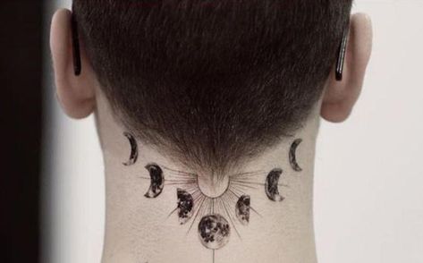 Space Neck Tattoo, Back Of Neck Tattoo Ideas, Neck Tattoo Ideas For Men, Journey Tattoo, Neck Tattoo Ideas, Tattoo Font For Men, Warrior Tattoo Sleeve, Animal Tattoo Ideas, Back Of Neck Tattoo