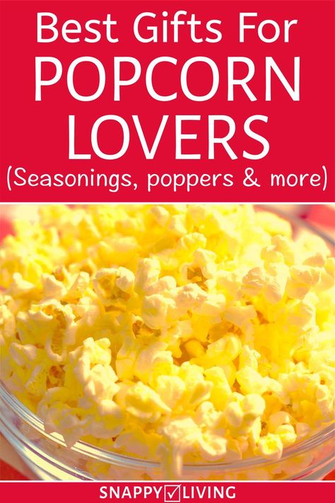 Check out these popcorn gift ideas to thrill the popcorn lover in your life. From gifts baskets to seasonings to special popcorns and popping machines, all the great gifts for popcorn lovers. Popcorn Storage Ideas, Popcorn Basket Ideas, Popcorn Basket Gift Ideas, Popcorn Gift Ideas, Foods For Christmas, Popcorn Gift Basket, Popcorn Gifts, Popcorn Theme, Birthday Popcorn