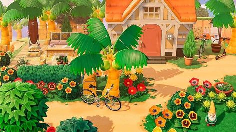 Tropical House Exterior, Animal Crossing 3ds, Animal Crossing Guide, Motif Tropical, Animal Crossing Wild World, Island Theme, Tropical Animals, New Animal Crossing, Tropical House