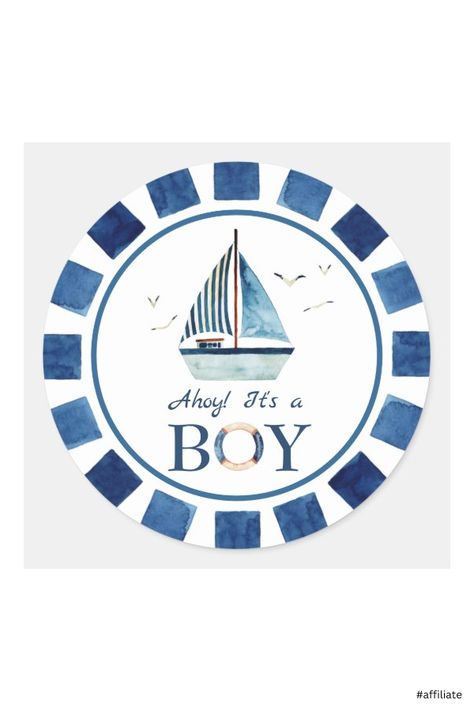 Blue Lighthouse, Shower Hostess Gifts, Baby Boy Invitations, Baby Shower Wrapping, Boat Stickers, Ahoy Its A Boy, Nautical Themed Party, Boy Shower Invitations, Baby Shower Labels