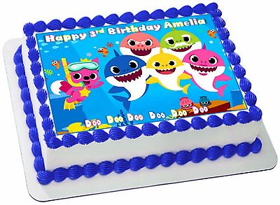 BABY SHARK CUPCAKE Toppers Baby Shark Edible Image Baby Shark Party - $11.00 | PicClick Baby Shark Birthday Cake, Pj Masks Birthday Cake, Shark Cupcakes, Shark Birthday Cakes, Shark Themed Party, Shark Themed Birthday Party, Birthday Sheet Cakes, Cupcake Cookie, Shark Cake