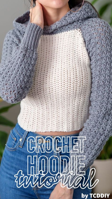 Crochet Hoodie Pattern, Modern Haken, Hoodie Tutorial, Crochet Hoodie, Pull Crochet, Cardigan Design, Hoodie Pattern, Photo Pattern, Crochet Simple