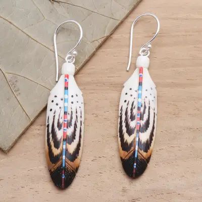 Native American Falcon, Falcon Feather, Bone Earrings, Cow Bones, Feather Painting, Carved Bone, Bone Carving, Lovely Earrings, Feather Earrings