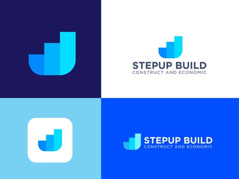 step up build | construct and economic services company logo by Arif - Logo & Brand Identity Designer Digital Logo Design Ideas, Economic Logo, Step Logo Design, Steps Logo, Building Company Logo, Aa Logo, Clever Logo Design, Cloud Logo, Foundation Logo