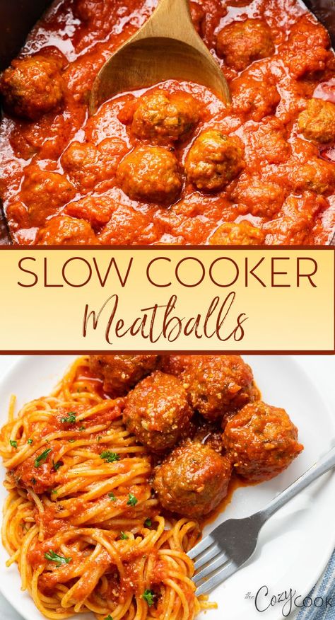 meatballs with spaghetti and marinara sauce Simple Party Food, Crockpot Spaghetti Sauce, Comfort Soup Recipes, Meatball Recipes Easy, Crock Pot Meatballs, Slow Cooker Meatballs, Get Stuff Done, Easy Party Food, Comfort Soup