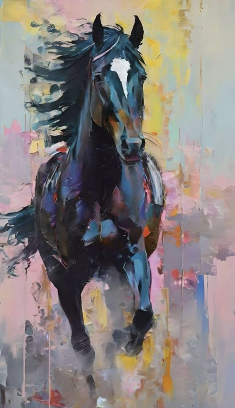 Horse Abstract Painting, Contemporary Horse Paintings, Horse Paintings Acrylic, Colorful Horse Painting, Spatula Painting, Abstract Horse Art, Abstract Horse Painting, Horse Paintings, Afrique Art