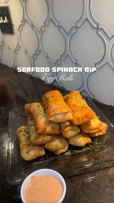 Briangelecooks | Seafood Spinach Dip Egg Rolls🤤 • • Main Ingredients: Lump Crab Meat Shrimp Egg Roll Wraps Garlic powder Onion Powder Paprika Olde… | Instagram Seafood Spinach Dip, Seafood Egg Rolls, Shrimp And Crab Boil, Shrimp Egg Rolls, Egg Roll Wraps, Lump Crab Meat, Lump Crab, Eggs In Peppers, Crab Boil