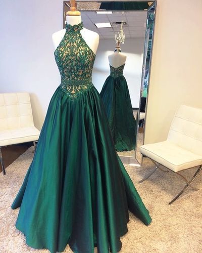 Prom Dress Green, High Neck Prom Dress, Green Evening Dress, Halter Prom Dresses, Green Prom, Prom Dresses 2017, Prom Dresses 2019, Elegant Prom Dresses, Prom Dresses For Teens