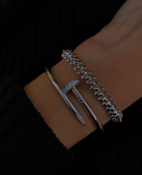 Silver Cartier bracelet stack jewelry Cartier Love Bracelet Stack White Gold, Cartier Love Bracelet Stack Silver, Cartier Lock Bracelet, Silver Cartier Bracelets Gift, Silver Cartier Bracelet, Luxury Silver Stackable Cuff Bracelet, Silver Diamond Necklace, Cartier Bracelet, Stacked Jewelry