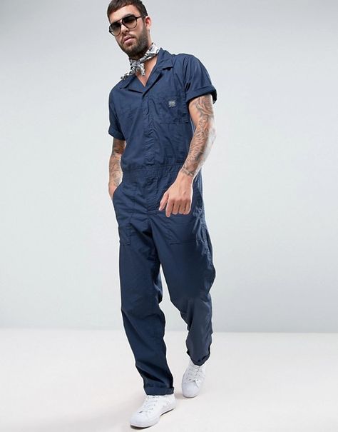 Discover Fashion Online Mens Jumpsuit Fashion, Mechanic Fashion, Denim Jumper Outfit, Worker Jumpsuit, Mechanic Style, Jumpsuit Short Sleeve, Coveralls Mens, Men Workwear, Fashion Dress Up Games