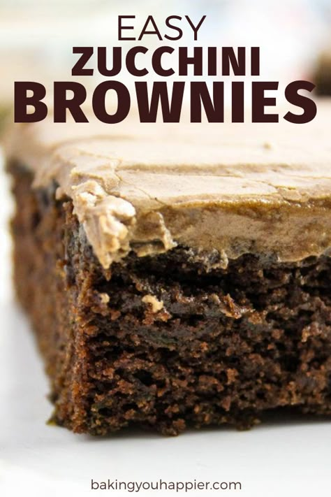 Easy Zucchini Brownies, a rich, moist, and delicious fudgy brownie that can be made vegan. Your kids will never know these are packed with zucchini! Zucchini Brownies Peanut Butter Frosting, Zucchini Brownies With Peanut Butter Frosting, Easy Zucchini Brownies, Brownies With Peanut Butter, Gingerbread Dessert, Heart Desserts, Zucchini Recipes Dessert, Zucchini Brownies, Brownie Sundae