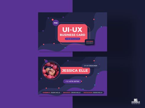 Free Business Card Template For UI UX Designers | Dribbble Graphics Designer Business Card, Ui Ux Designer, Ux Design Inspiration, Free Business Card Templates, Ux Designer, Free Business Cards, Graphics Inspiration, Free Graphics, Calendar Design