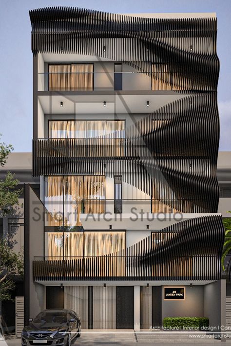 Modern Balcony Design Exterior, Balcony Elevation Design, Balcony Elevation, Balcony Design Exterior, Modern Balcony Design, Living Room Lighting Design, Modern Elevation, Hotel Facade, Apartment Exterior