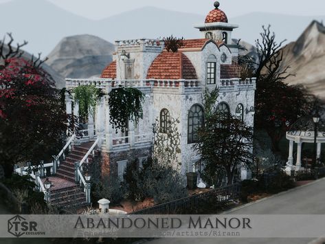 Sims 4 Abandoned House, Sims 4 Abandoned, Abandoned Manor, Living Room Sims 4, Lotes The Sims 4, Modern Floral Wallpaper, The Sims 4 Lots, Permeable Paving, Sims 4 Kitchen