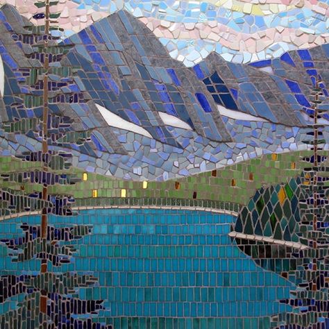 Mosaic Artwork Ideas, Mosaic Landscapes, Landscape Mosaic, Mosaics Art, Summer Cabin, Modern Fine Art, Mosaic Murals, Mosaic Backsplash, Mosaic Ideas