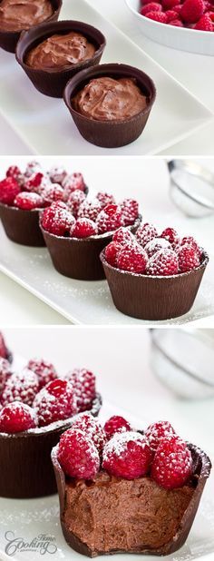 Cups Recipes, Best Chocolate Desserts, Chocolate Pictures, Raspberry Chocolate, Chocolate Dessert Recipes, God Mat, Fancy Desserts, Chocolate Cups, Recipes Dessert