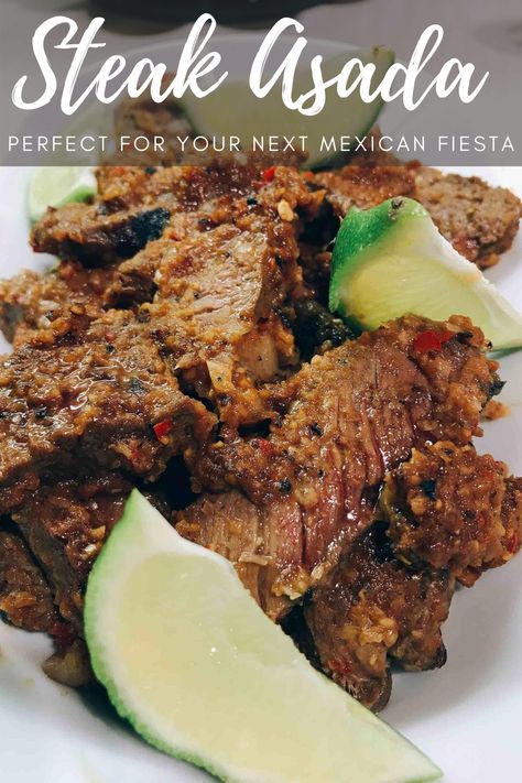 Spice up your next Mexican Fiesta with this delicious steak asada.  This fiery recipe has been made by combining rump steak, chilli's, lime and other delicious ingredients to ensure you'll have a taste explosion.  Best served with flour tortillas and plenty of guacamole and sour cream.  For the full recipe visit Life, with Clotted Cream. Steak Asada, Tenderized Round Steak Recipes, Beef Bottom Round Steak, Tenderized Round Steak, Bottom Round Steak, Round Steak Recipes, Delicious Steak, Rump Steak, Round Steak