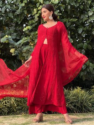 Amazon Kurti, Chikankari Anarkali, Red Anarkali, Pink Anarkali, Chikankari Kurta, Red Bridal Dress, Fashionable Saree Blouse Designs, Kurti Set, Kurta Designs Women