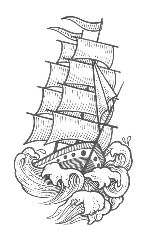 Shipwreck Tattoo Traditional, Sail Boat Tattoo Traditional, Boat Tattoo Traditional, Vintage Ship Tattoo, Sailor Ship Tattoo, Ship At Sea Tattoo, Traditional Ship Tattoo Flash, Japanese Boat Tattoo, Japanese Ship Tattoo