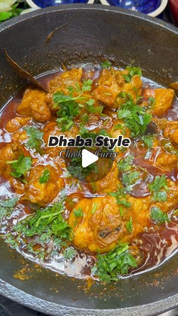 Bushra Jahan Qadri on Instagram: "Why go to the Dhaba when you can make this mouthwatering chicken curry right in your kitchen?😍
Spices, slow cooking, and a touch of rustic charm—that’s what makes this Dhaba-style chicken curry a flavour  explosion 💥 

Follow: @bushraskitchenette for more such delish recipes 🫶🏻

Ingredients:
Chicken-1kg
Mustard Oil
Onion-1
Ginger garlic paste-1.5tbsp
Red Chilli Powder-1tbsp
Kashmiri Red Chilli Powder-1/2tbsp
Coriander Powder-3tbsp
Garam Masala-1tbsp
Turmeric Powder-1tsp
Cumin Powder-1/2tbsp
Salt
Tomato paste- 1cup
Whole Spices:
Green cardamom 
Big cardamom 
Black peppercorns 
Cloves
Cinnamon 
Bay leaf
Dried red chillies-4
Curd-1/2cup
Coriander leaves for garnishing 

Recipe:
Heat mustard oil and add whole spices.
Add sliced onion and sauté for a min un Desi Khana, Sliced Onion, Whole Spices, Green Cardamom, Mustard Oil, Turmeric Powder, Kitchen Spices, Food Garnishes, Bay Leaf