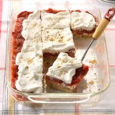 Spring Potluck, Rhubarb Desserts Recipes, Cream Desserts Recipes, Potluck Ideas, Strawberry Rhubarb Crisp, Rhubarb Desserts, Rhubarb Crisp, Potluck Desserts, Recipes With Whipping Cream