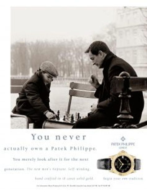 Copywriting Advertising, Patek Philippe Watches, Tate Gallery, Great Ads, Peter Lindbergh, Jewelry Ads, Advertising Campaign, Patek Philippe, Print Ads