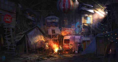 The Slums, Post Apocalyptic Art, Cyberpunk City, Environment Art, Post Apocalypse, Matte Painting, Cyberpunk Art, 판타지 아트, Environment Design