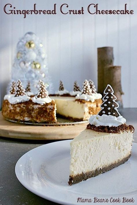 Bring on the holiday season and impress your friends and family with this incredibly delicious Gingerbread Crust Cheesecake. #gingerbread #cheesecake #dessert #christmas #mamabearscookbook Cheesecake With Gingerbread Crust, Gingerbread Crust, Desserts Holiday, Favorite Christmas Desserts, Gingerbread Cheesecake, Dessert Christmas, Holiday Desserts Christmas, Christmas Cheesecake, Desserts Christmas