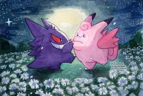 Clefable And Gengar, Gengar And Mimikyu, Gengar And Clefairy, Gengar And Clefable, Cute Gengar, Pop Culture References, Cute Pokemon, Pokemon Art, Google Images