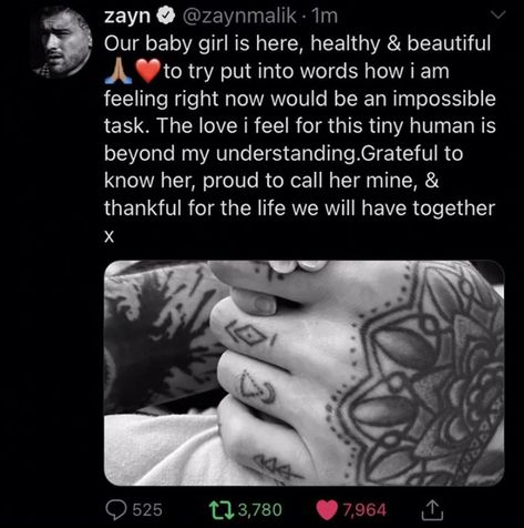 Zayn Malik Daughter, Zayn Malik Quotes, One Direction Edits, One Direction Pictures, Be Okay, Big Band, Tiny Humans, Zayn Malik, Call Her