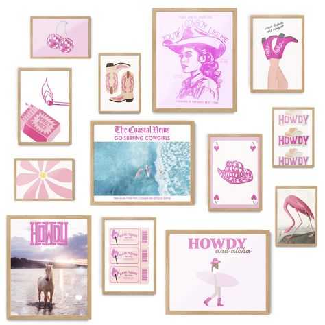 PRICES MAY VARY. COASTAL COWGIRL DECOR: Turn your aesthetic pink wall decor into coastal, preppy and western haven where personality takes center stage. Explore the pinky cowgirl, and coastal captivating beachy wall prints that define this style. Choosing wall art ensures your moody room decor aesthetic radiates with aesthetic prints. PINK WALL ART DECOR: Elevate the ambiance of your living room, bedroom, home office, college dorm, kitchen, dining room, or coffee shop with our moody wall art col Preppy Coastal Bathroom, Dorm Picture Wall, Pink Coastal Bedroom, Room Decor Aesthetic Pink, Pink Room Decor Aesthetic, Coastal Granddaughter Room, Room Decor Coastal, Dorm Pictures, Coastal Cowgirl Decor